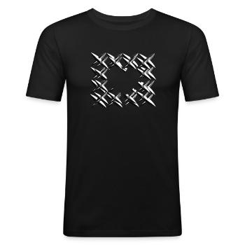 motif croix net gris - T-shirt près du corps Homme - noir - Devant - Nik (191cm)
