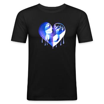 herz symbol gebrochen blau narben - Männer Slim Fit T-Shirt - Schwarz - Vorne - Nik (191cm)