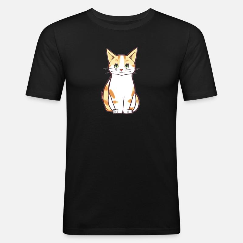 chat jaune animal de compagnie - T-shirt près du corps Homme - noir