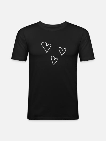 three hearts love symbol - Men's Slim Fit T-Shirt - black
