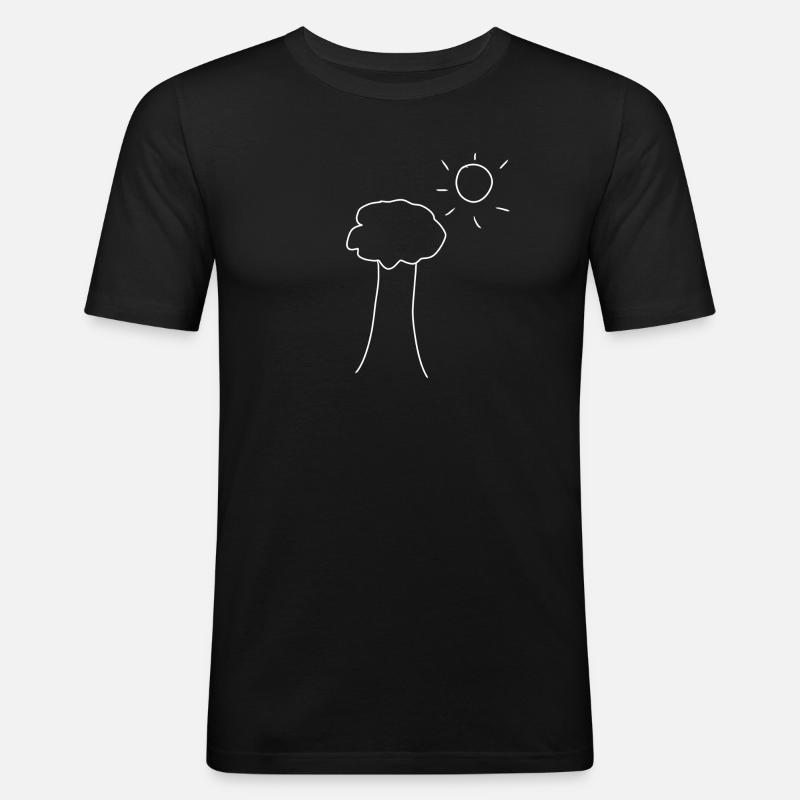Tree, Sun, Nature - Men's Slim Fit T-Shirt - black