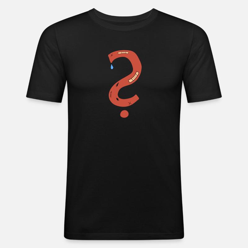 Fragezeichen Narben traurig pflaster - Männer Slim Fit T-Shirt - Schwarz