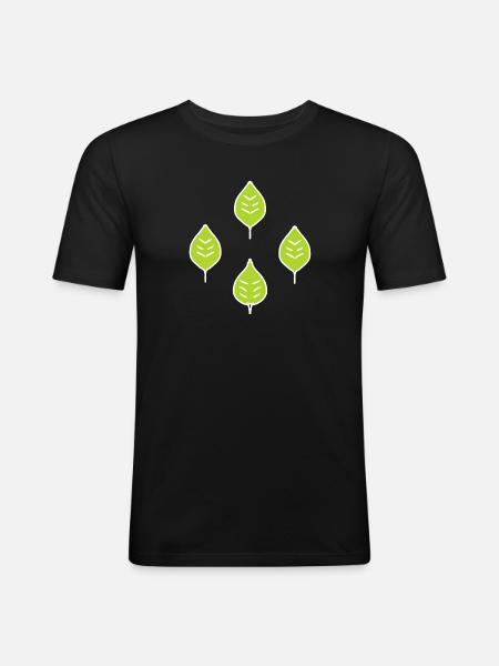 quatre feuilles vertes naturelles - T-shirt près du corps Homme - noir