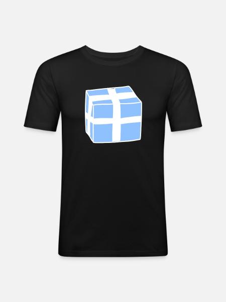 Gift Icon Box Blue - Men's Slim Fit T-Shirt - black