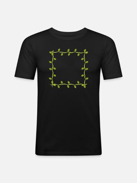 Four Leaves Line Nature Frame Sheet - Men's Slim Fit T-Shirt - black