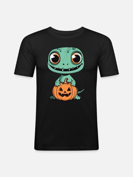 Lizard Halloween Funny Zombie - Men's Slim Fit T-Shirt - black