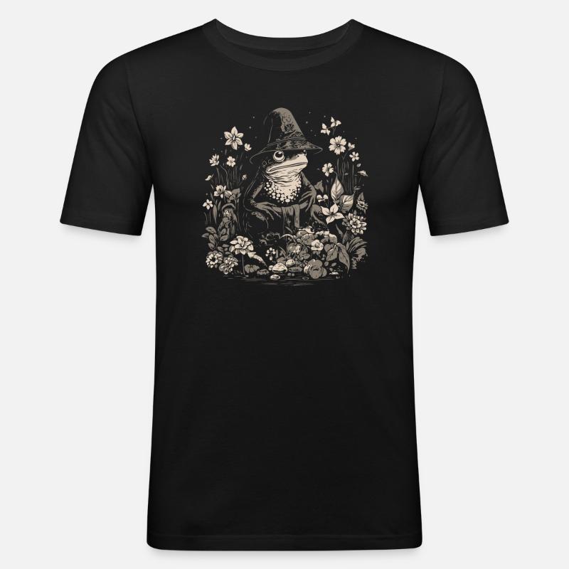Frosch Zauberer - Männer Slim Fit T-Shirt - Schwarz