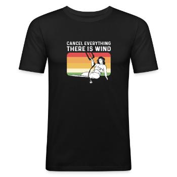 Stornieren Sie Alles, Was Wind Ist. - Männer Slim Fit T-Shirt - Schwarz - Vorne - Nik (191cm)