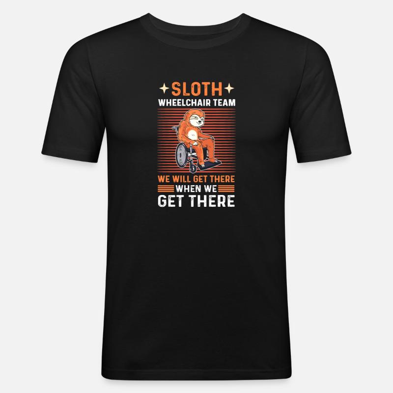 Faultier-rollstuhl-team. Rollstuhl Handicap - Männer Slim Fit T-Shirt - Schwarz