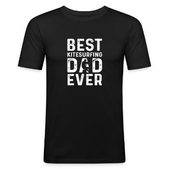 Das Beste. Kitesurfing Dad. Aller Zeiten. - Männer Slim Fit T-Shirt - Schwarz - Vorne - Nik (191cm)