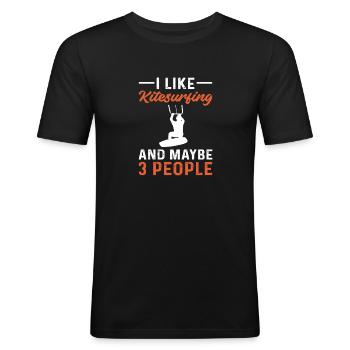 Ich Mag Kitesurfen Und Vielleicht 3 Leute. - Männer Slim Fit T-Shirt - Schwarz - Vorne - Nik (191cm)