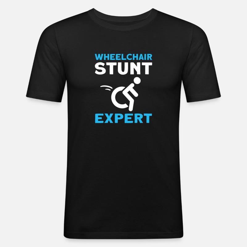 Rollstuhl-stunt-experte. Rollstuhl Handicap - Männer Slim Fit T-Shirt - Schwarz