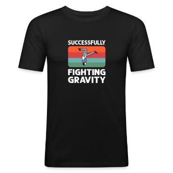 Successful against gravity. Course - Men's Slim Fit T-Shirt - black - Front - Nik (191cm)