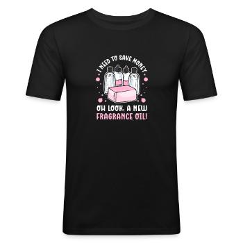 Oh, a new fragrance oil. Soap production - Men's Slim Fit T-Shirt - black - Front - Nik (191cm)