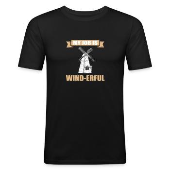 Mein Job Ist Windig. Techniker Für - Männer Slim Fit T-Shirt - Schwarz - Vorne - Nik (191cm)