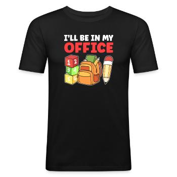 I will be in my office. Kindergartner - Men's Slim Fit T-Shirt - black - Front - Nik (191cm)