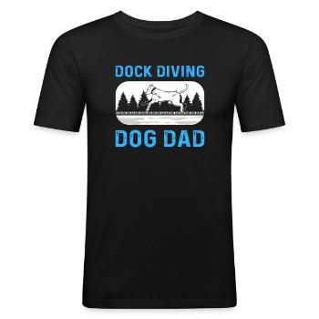 Dock Diving Dog Dad. Canin Sporthund Docktauchen - Männer Slim Fit T-Shirt - Schwarz - Vorne - Nik (191cm)