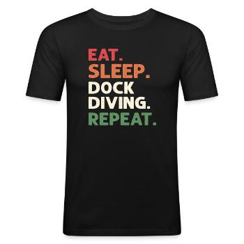 Eat Sleep Dock Tauchen Wiederholen. Canin Sport - Männer Slim Fit T-Shirt - Schwarz - Vorne - Nik (191cm)