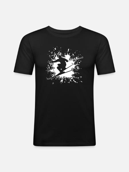 Skiing Ski Spruch Geschenk - Männer Slim Fit T-Shirt - Schwarz