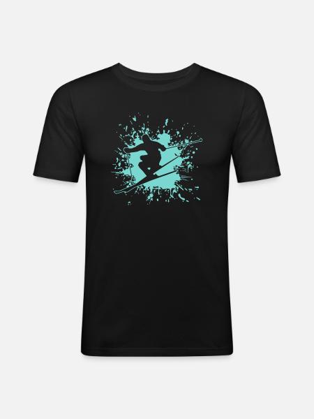 Skiing - Männer Slim Fit T-Shirt - Schwarz