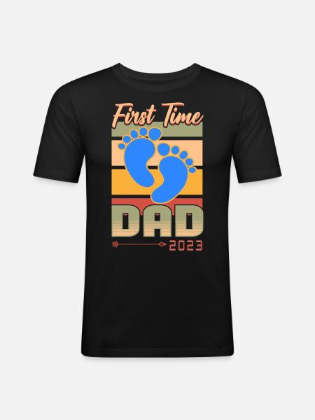 Vater 2023 Vaterschaft - Männer Slim Fit T-Shirt - Schwarz