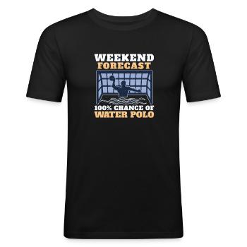 Prévisions du week-end 100% Chance Athlète drôle - T-shirt près du corps Homme - noir - Devant - Nik (191cm)