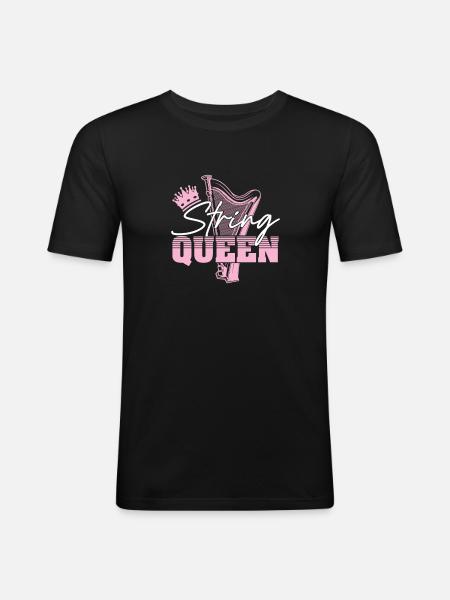 String Queen Harpist Drôle - T-shirt près du corps Homme - noir