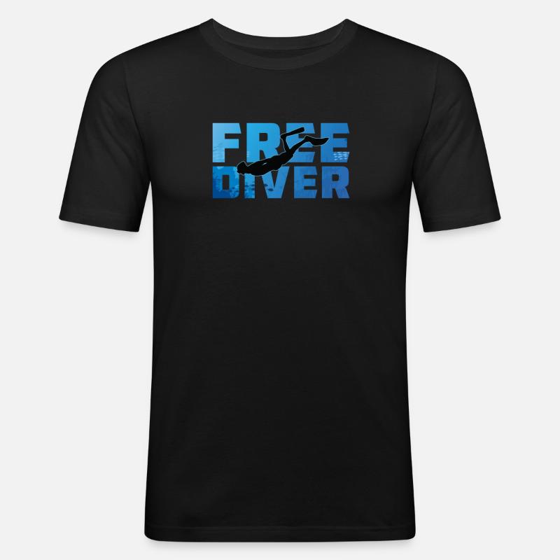 Free Diver Logo Freitauchen Ocean - Männer Slim Fit T-Shirt - Schwarz