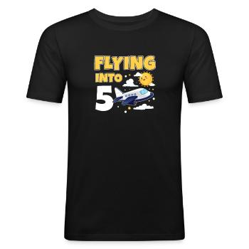 Flying Into 5 Flugzeugpilot 5 Jahre alt 5. - Männer Slim Fit T-Shirt - Schwarz - Vorne - Nik (191cm)
