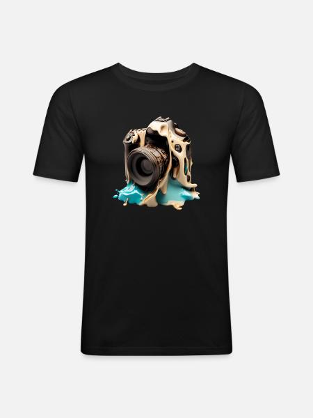 Melting camera - Men's Slim Fit T-Shirt - black