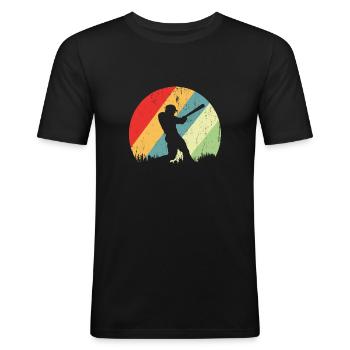 Baseball - Männer Slim Fit T-Shirt - Schwarz - Vorne - Nik (191cm)