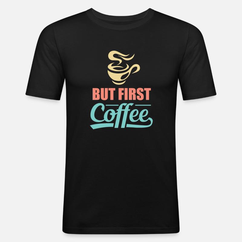 Premium - Kaffee Coffee Geschenk - Männer Slim Fit T-Shirt - Schwarz