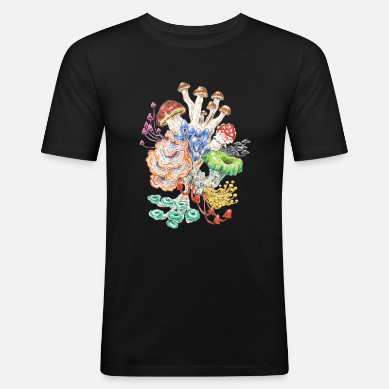 Wild Bunch / champignons - T-shirt près du corps Homme - noir