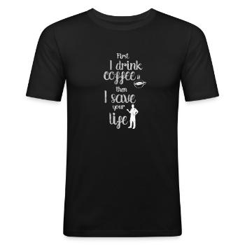 Médecins - T-shirt près du corps Homme - noir - Devant - Nik (191cm)