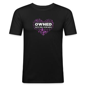 Propriété Domina Outfit Fetiche BDSM Funny - T-shirt près du corps Homme - noir - Devant - Nik (191cm)
