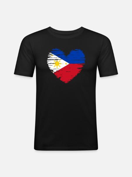 Philippines heart flag banner coat - Men's Slim Fit T-Shirt - black