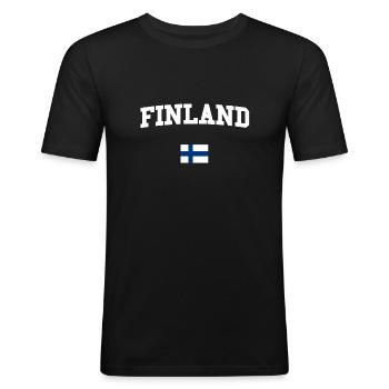 FINLANDE - T-shirt près du corps Homme - noir - Devant - Nik (191cm)