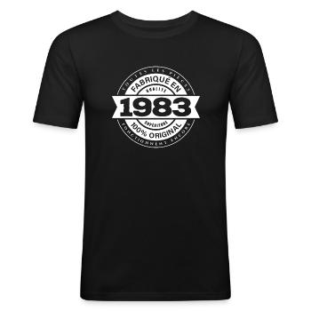 FABRIQUÉ EN 1983 - T-shirt près du corps Homme - noir - Devant - Nik (191cm)