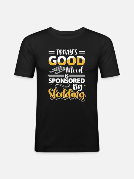 Winter Tobogganing Sledder Slides - Men's Slim Fit T-Shirt - black