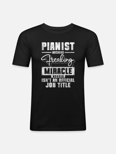 Piano à queue Piano Mélodie - T-shirt près du corps Homme - noir