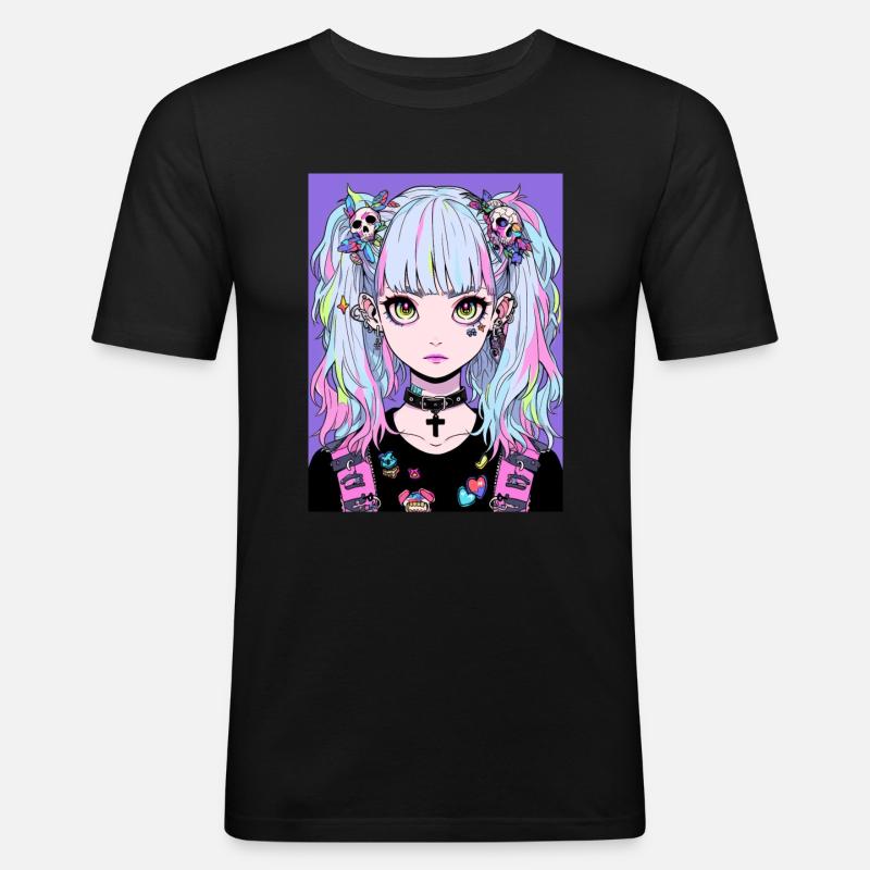 Anime, Mädchen, Geschenk - Männer Slim Fit T-Shirt - Schwarz