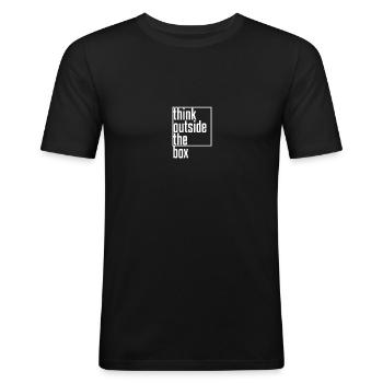 Denke außerhalb des Möglichen. Denke frei. - Männer Slim Fit T-Shirt - Schwarz - Vorne - Nik (191cm)