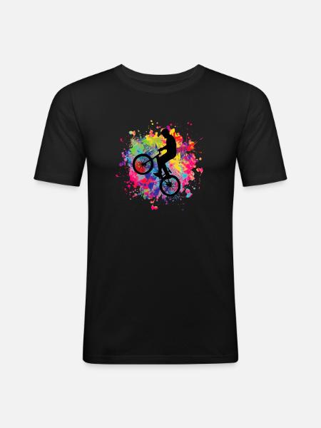 Bicycle Wheelie - Men's Slim Fit T-Shirt - black