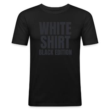 WHITE T SHIRT - Männer Slim Fit T-Shirt - Schwarz - Vorne - Nik (191cm)