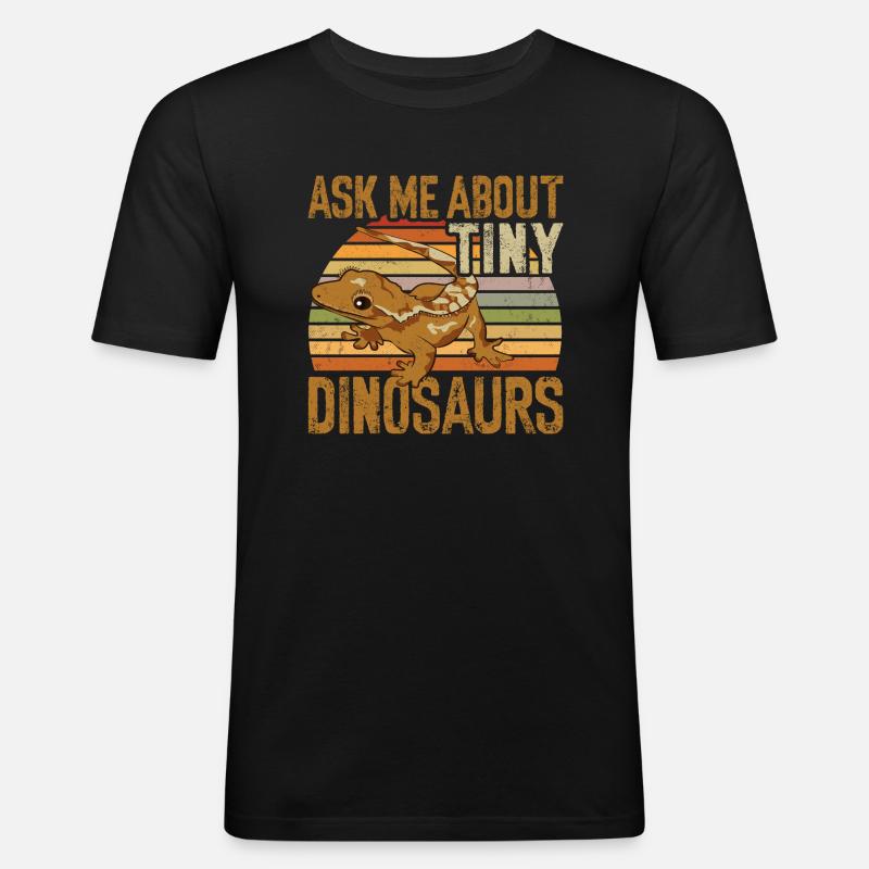 Kronengecko Eidechse Reptil Herpetologe - Männer Slim Fit T-Shirt - Schwarz