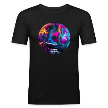 Electro Wave - Men's Slim Fit T-Shirt - black - Front - Nik (191cm)