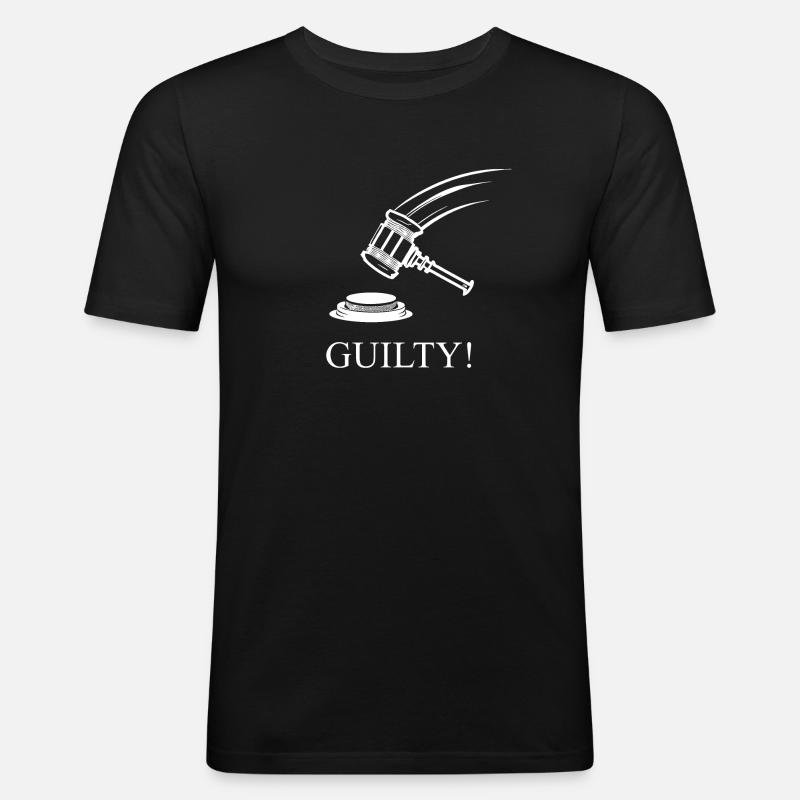 Schuldig! - Männer Slim Fit T-Shirt - Schwarz