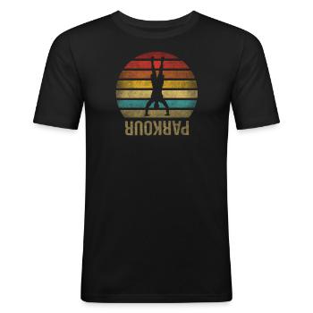 Handstand Fitness Gymnast Sports Parkour - Men's Slim Fit T-Shirt - black - Front - Nik (191cm)