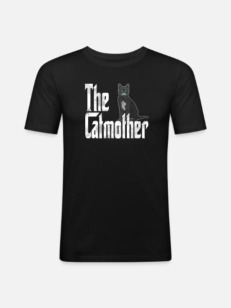 Cat Mom The Catmother Crazy Cat Mother Kitty Mommy - Men's Slim Fit T-Shirt - black