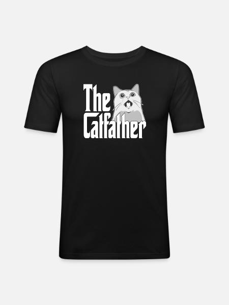 Kat Far Catfather Skør Cat Far Kitty Daddy - Herre Slim Fit T-Shirt - sort